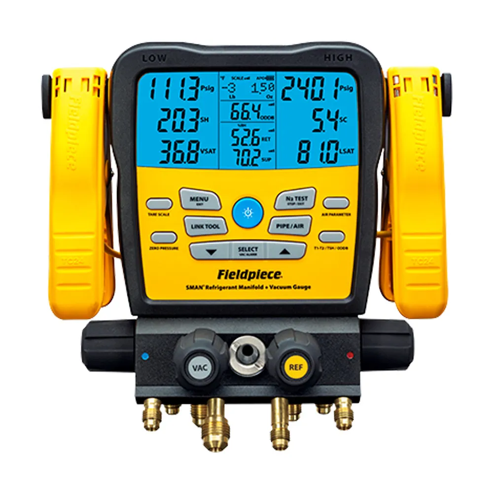 FIELDPIECE 4-PORT DIGITAL REFRIGERANT MANIFOLD W/ MICRON GAUGE SM482V
