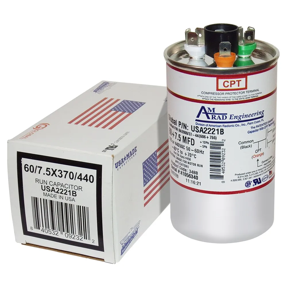[USA2221B] AMERICAN RADIONIC RUN CAPACITOR 60+7.5 µF USA2221B