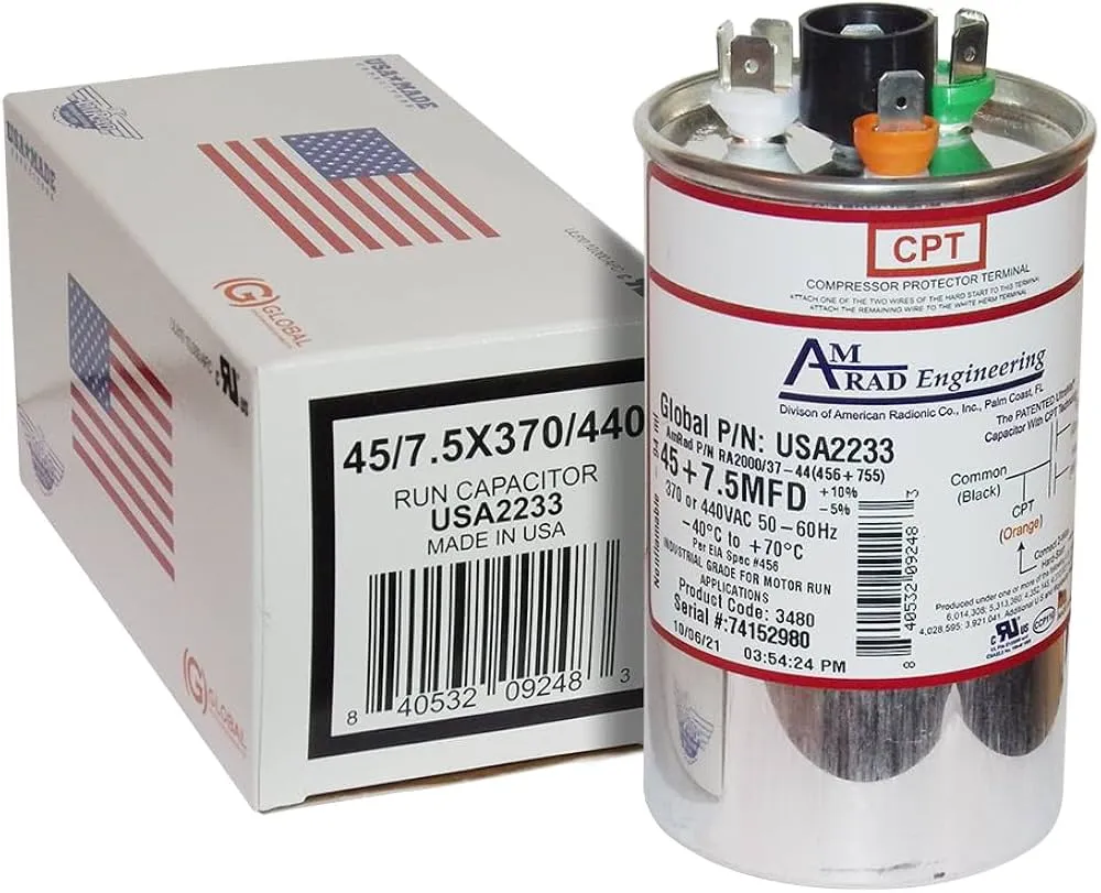 [USA2233] AMERICAN RADIONIC RUN CAPACITOR 45+7.5 µF USA2233