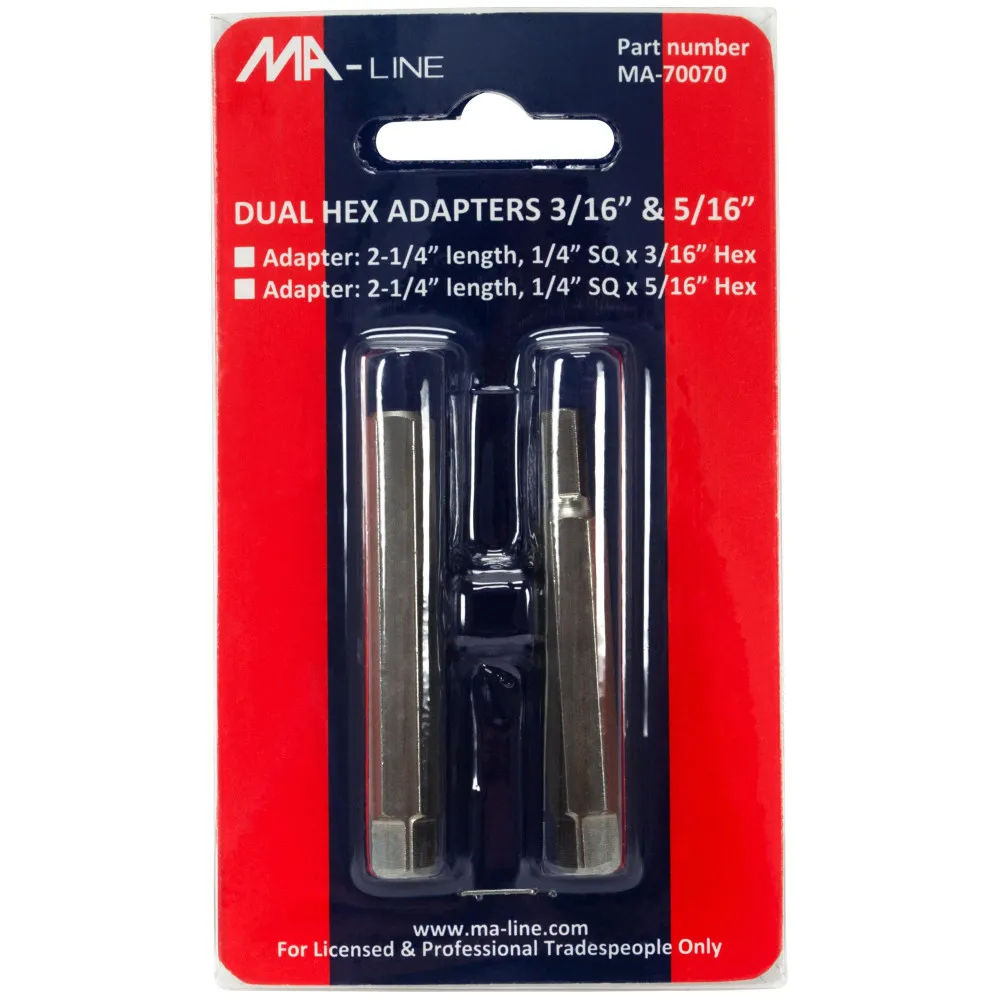MA-LINE DUAL HEX ADAPTERS 3/16'' & 5/16'' MA-70070