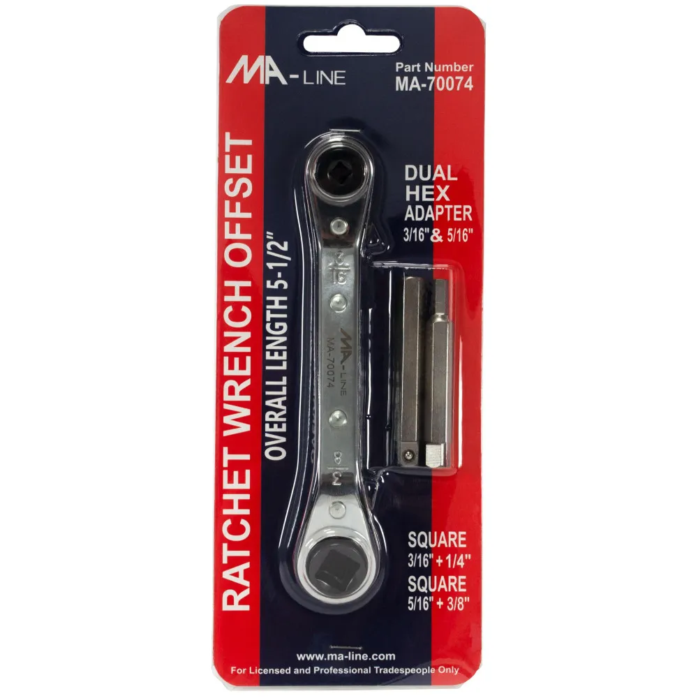 MA-LINE  5-1/2” OFFSET – ONE END   SQ. 3/16” & 1/4"  - ONE END SQ. 5/16” & 3/8”
